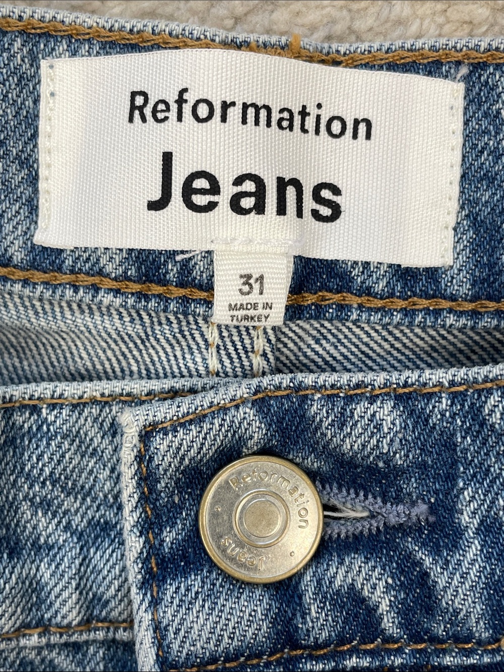 NWT Reformation Jeans Cary Cuffed High Rise Wide Leg Rigid Denver Wash Sz 31 - Picture 6 of 15